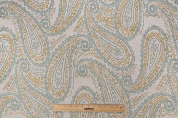 Covington Paisley Tapestry Upholstery Fabric in Spa 