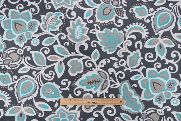 Premier Prints Faxon Printed Polyester Outdoor Fabric in Cavern 