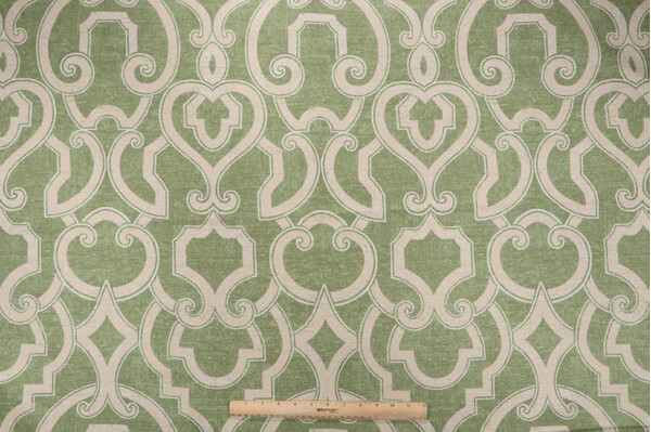 Thibaut Barrowgate F94713 Printed Linen Blend Drapery Fabric in Green