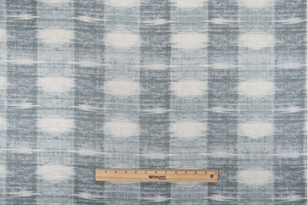 PK Lifestyles Sashika Plaid Printed Linen Blend Drapery Fabric in Lagoon