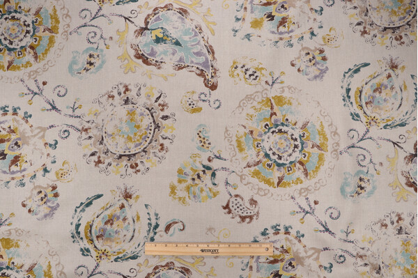 P Kaufmann Junoon Printed Linen Drapery Fabric in Meadow