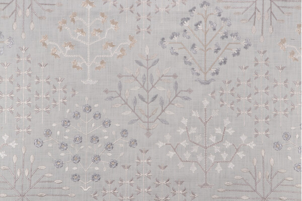 Richloom Capilet Embroidered Drapery Fabric in Silver 