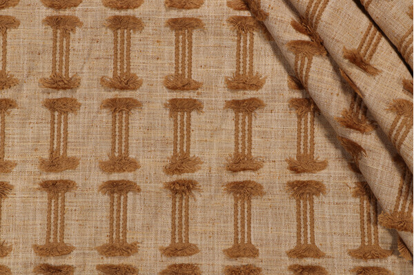 Richloom Rafaella Embroidered Drapery Fabric in Curry 