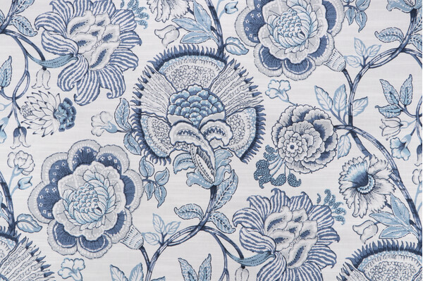 Richloom Sheridan Printed Cotton Drapery Fabric in Lapis 