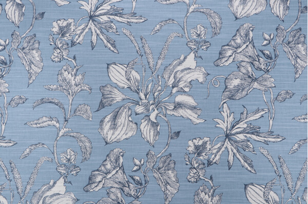 Richloom Olivier Printed Cotton Drapery Fabric in Sky Blue 