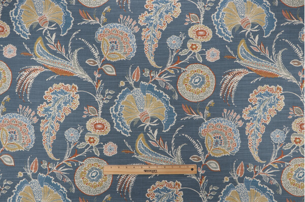 Sample of Richloom Malaya Printed Cotton Drapery Fabric in Classic 