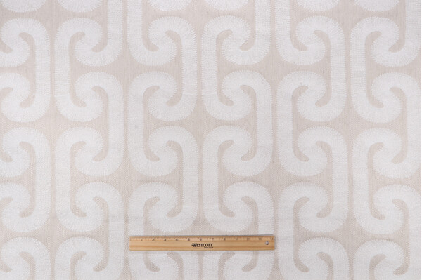 P Kaufmann Whitehaven Chenille Embroidered Decorator Fabric in Sea Salt 