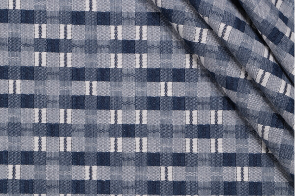 Sample of PK Lifestyles Picnic Plaid Woven Upholstery Fabric in Indigo 