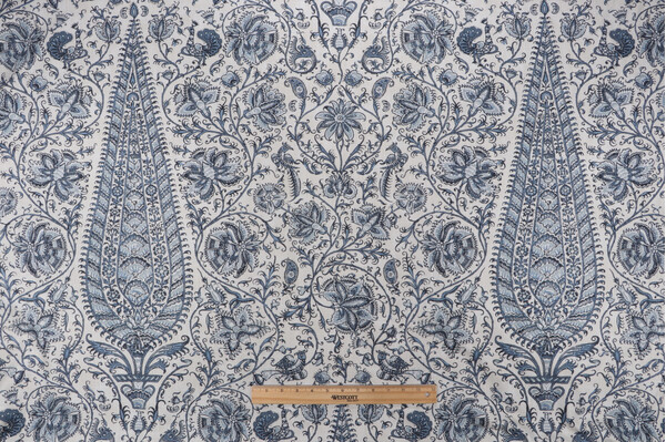 P Kaufmann Ashoka Printed Cotton Blend Drapery Fabric in Porcelain 
