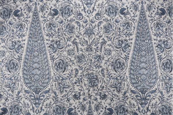 P Kaufmann Ashoka Printed Cotton Blend Drapery Fabric in Porcelain 