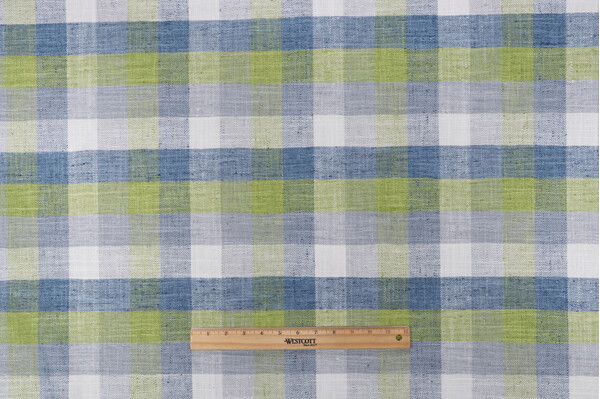 Sample of P Kaufmann Union Check Woven Upholstery Fabric in Mojito 