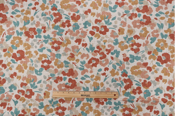 Magnolia Home Bixby Printed Cotton Drapery Fabric in Apricot 