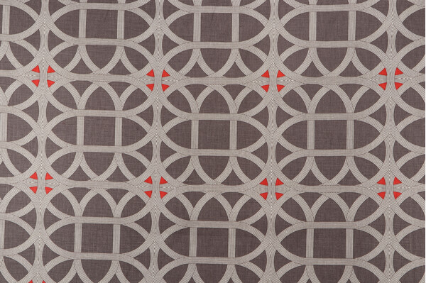Williamsburg Lamerie Lattice Printed Linen Drapery Fabric in Persimmon 