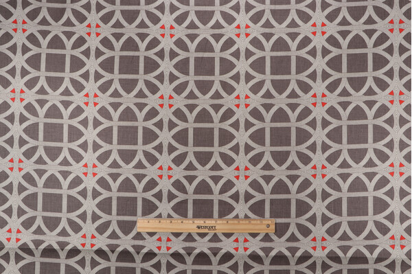 Williamsburg Lamerie Lattice Printed Linen Drapery Fabric in Persimmon 