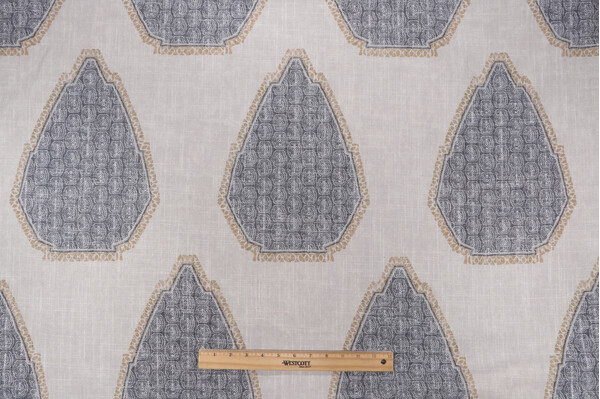 Ogden Printed Decorator Fabric in Black Pepper