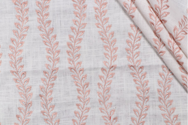 Bergamo Embroidered Drapery Fabric in Rose