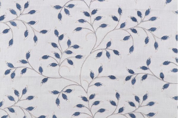 Zelig Embroidered Drapery Fabric in Pacific