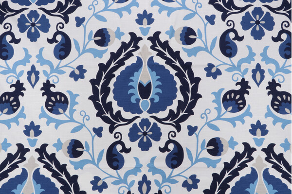 Jaclyn Smith Home-Trend Hallie Printed Drapery Fabric in Navy for Fabricut