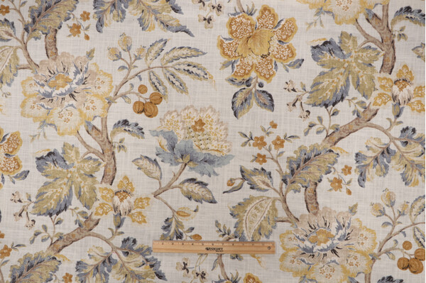 Click for 2.75 Yards P Kaufmann Secret Garden Printed Linen Blend Drapery Fabric in Mist P Kaufmann Secret Garden Printed Linen Blend Drapery Fabric in Mist