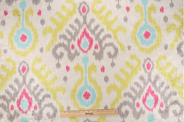 Click for 1.63 Yards P Kaufmann Ikat Printed Chenille Upholstery Fabric in Multi P Kaufmann Ikat Printed Chenille Upholstery Fabric in Multi