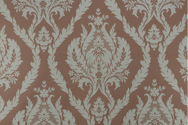 Reba Damask Decorator Fabric in Mint Chocolate