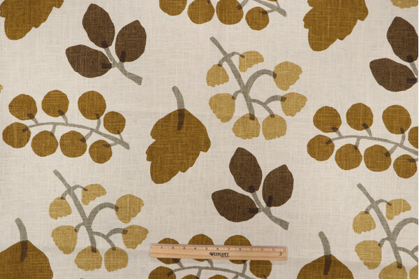 Richloom Foliage Printed Linen Blend Drapery Fabric in Autumn