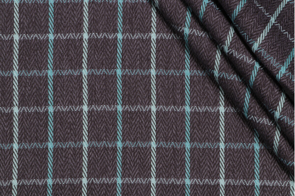 Check Woven Upholstery Fabric in Blue/Grey