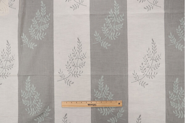 Fonthill Highland Fern Sheer Drapery Fabric in Blue Mist