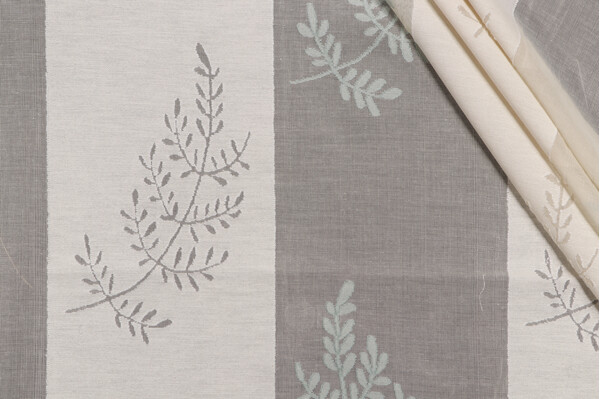 Fonthill Highland Fern Sheer Drapery Fabric in Blue Mist