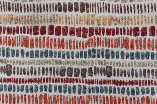Geo Stripe Tapestry Upholstery Fabric in Fiesta