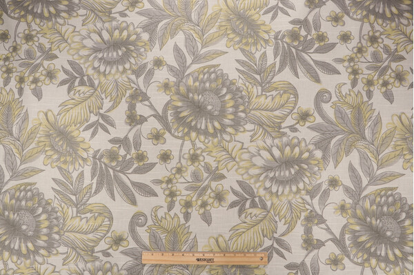 Lacefield Tropical Floral Printed Drapery Fabric in Sterling