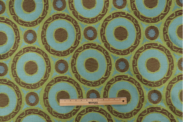 Click for 9.5 Yards Medallion Embroidered Drapery Fabric in Spring Medallion Embroidered Drapery Fabric in Spring