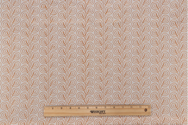 Grey Watkins Constant Motion Embroidered Silk Drapery Fabric in Terracotta