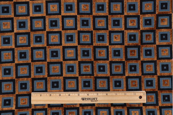 Scalamandre Arianna Velvet Upholstery Fabric in Bleu/Or