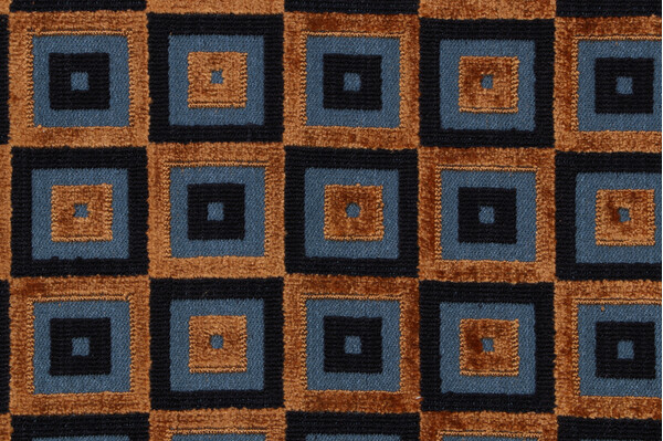 Scalamandre Arianna Velvet Upholstery Fabric in Bleu/Or