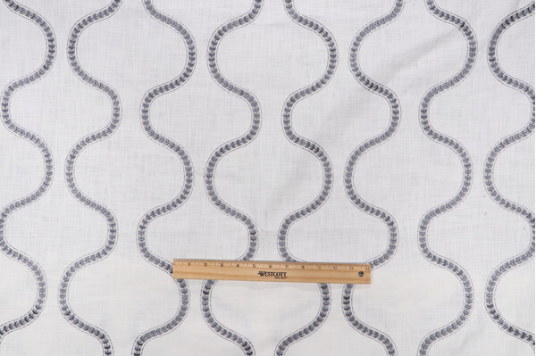 Richloom Arthur Embroidered Drapery Fabric in Slate