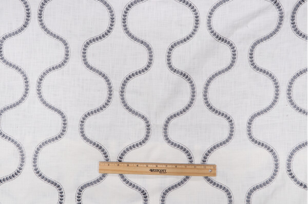 Richloom Arthur Embroidered Drapery Fabric in Slate