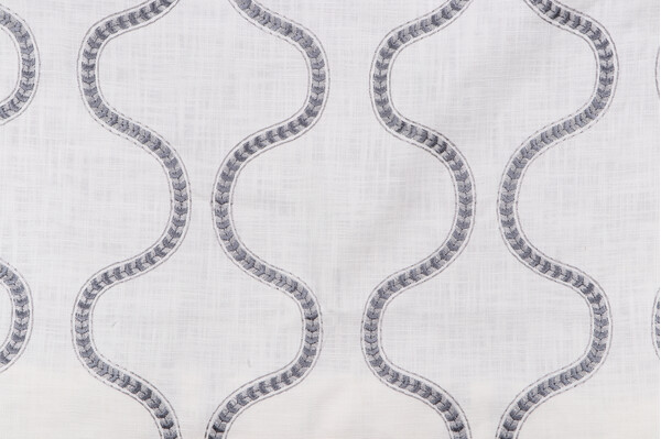 Richloom Arthur Embroidered Drapery Fabric in Slate
