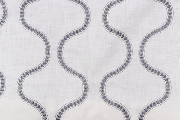 Richloom Arthur Embroidered Drapery Fabric in Slate