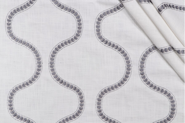 Richloom Arthur Embroidered Drapery Fabric in Slate