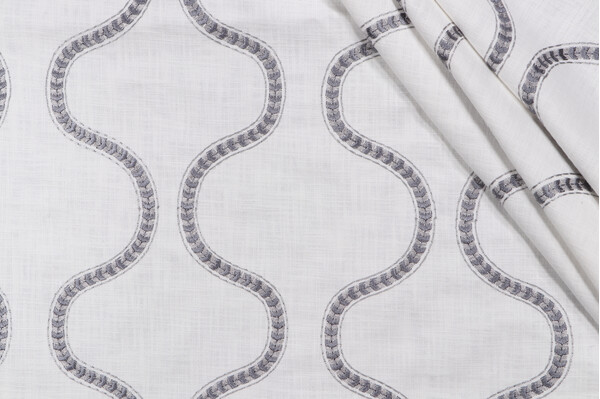 Richloom Arthur Embroidered Drapery Fabric in Slate
