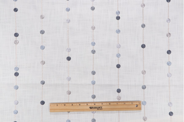 Amistoso Embroidered Drapery Fabric in Denim