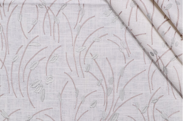 Minnie Embroidered Drapery Fabric in Pebble