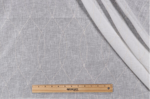 1 Yard Bigelow Sheer Embroidered Drapery Fabric in Snowflake