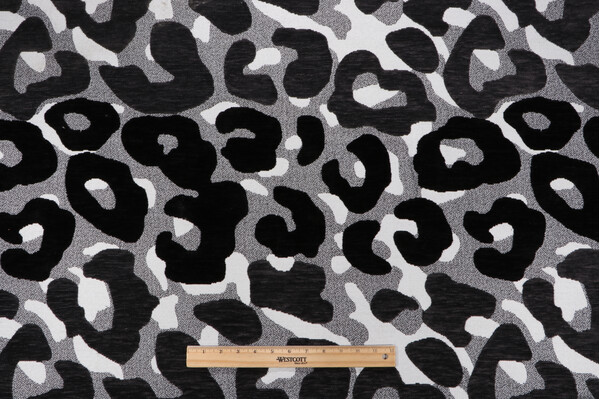 Camouskin Woven Chenille Upholstery Fabric in Black & White 