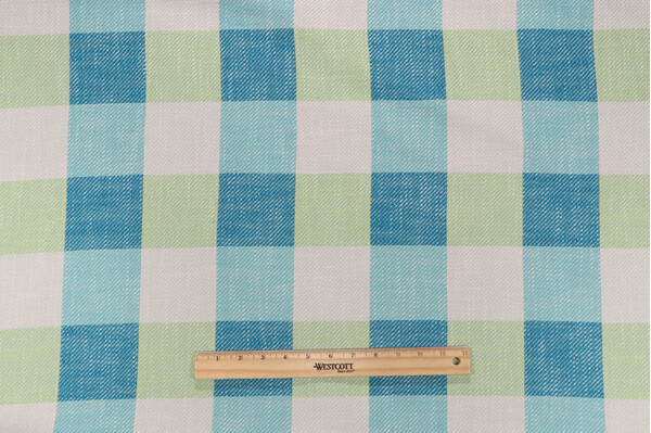 Check Woven Upholstery Fabric in Aqua 