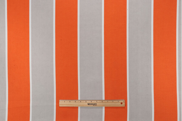 Click for 1 Yards P Kaufmann Stripe Printed Decorator Fabric in Orange/Grey P Kaufmann Stripe Printed Decorator Fabric in Orange/Grey