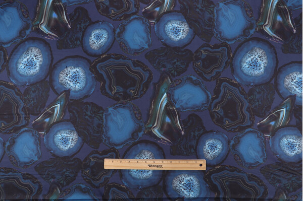 Cynthia Rowley Space Rocks Printed Drapery Fabric in Indigo for Home Accent Fabrics