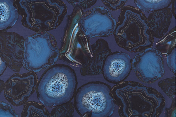 Cynthia Rowley Space Rocks Printed Drapery Fabric in Indigo for Home Accent Fabrics