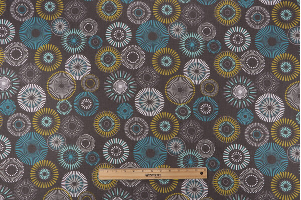 Covington Starburst Printed Cotton Drapery Fabric in Multi